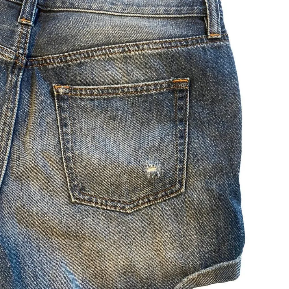 J.Crew Blue Denim Distressed Cuffed Jean Shorts Sz‎ 27